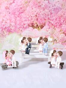 Juego de 2 piezas de paraguas con parejas besándose. Figuras coleccionables hechas de resina., Adornos de bonsái de jardín, Accesorios decorativos DIY, Decoraciones del hogar, Decoraciones de oficina, Decoraciones de la consola central del coche, Decoraciones de boda. - A - Ver 7