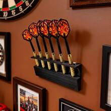 1个壁挂式飞镖展示架，可容纳6支飞镖，适用于客厅、卧室、书房、酒吧等场所，节省空间设计，壁挂式飞镖架，不含螺丝。 - 黑色 - 查看 2