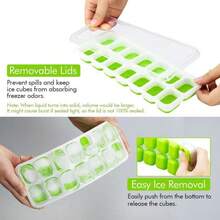 1個夏季廚房用品食物容器，附蓋矽膠冰塊盤，冰塊模具，冰桶，易脫模自製冰塊製造機矽膠模具，多功能方形冰塊製造機DIY冰塊製造機，必備廚房小工具 - 彩色 - 查看 9
