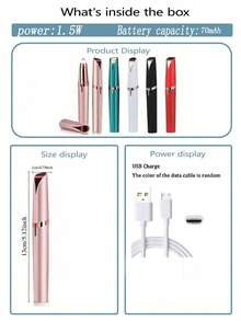 AXH 女士电动修眉器、眉形笔、面部脱毛器、自动修眉刀、口袋刀 - 彩色 - 查看 8