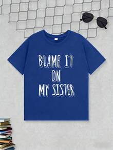 Tween Boy Fashionable And Print Round Neck Pullover T-Shirt For Summer - Blue - View 8