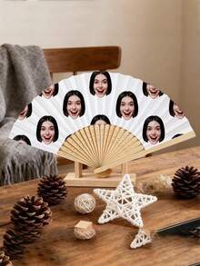 客製化姓名/Logo 白色婚禮扇，經典 DIY 手持扇，裝飾性高品質客製化，個性化、時尚且精緻 - 彩色 - 查看 3