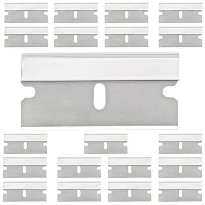 20 Pack Carbon Steel Razor Blades Straight Edge Replacement Blades Heavy Duty Utility Blade Sharp Blade For Scraping Box Cutting Glass And Paint Removal In Industrial And DIY Applications