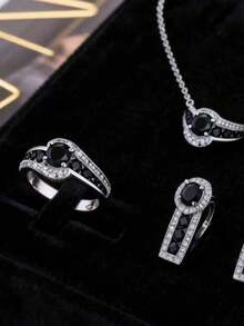 1 chiếc nhẫn đen cổ điển bán chạy nhất, thiết kế độc đáo hai tông màu, phụ kiện cá tính theo phong cách punk. - màu đen - Xem 4