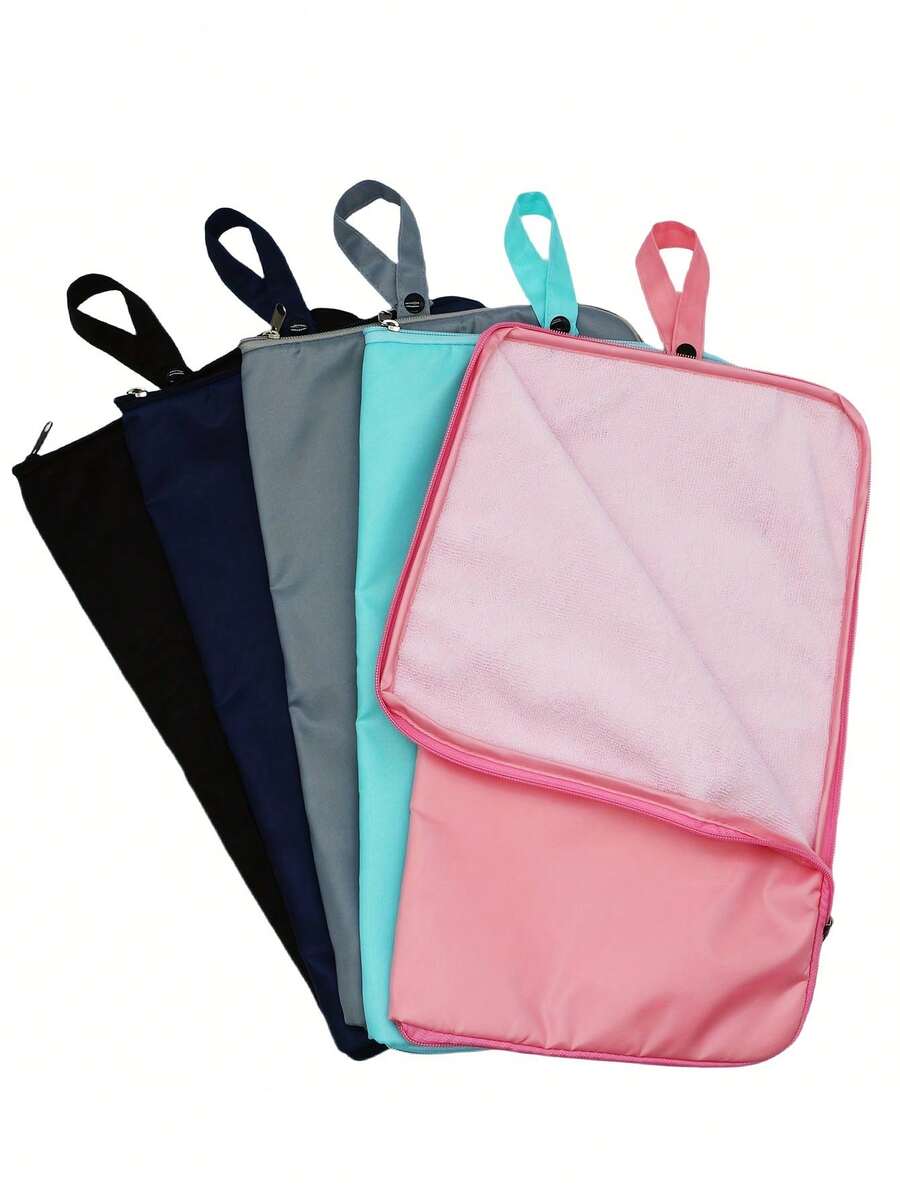 1pc Swimsuit Wet Bag With Built-In Towel, Washable Nylon Fabric Beach/Pool/Gym Dry & Wet Dual-Use Storage Bag, Unisex