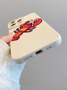 1个小龙虾图案米色防摔手机壳，适用于 13、XS Max、11、13 Pro Max、12、12 Pro、12 Pro Max、13、14 Pro、15 Pro Max、14、14 Pro、11 Pro Max、15、1 Pro、16 Pro Max、XR - 彩色 - 查看 3