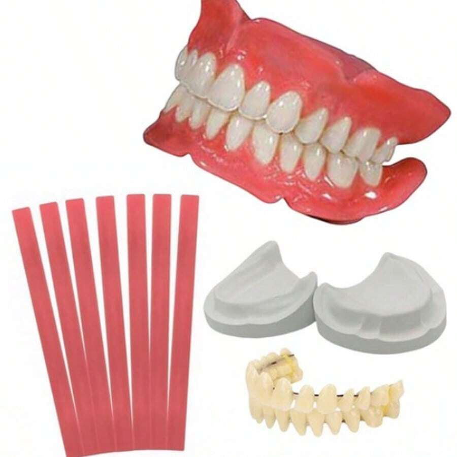 DIY Denture Fake Teeth - Full Or Partial Denture Repair Missing Teeth Set - D-Pink - View 1