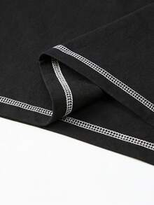 Men's Spring Letter Print T-Shirt Top, Sleeveless Vest Short Sleeve, Couple Matching Style, Spring/Summer/Autumn - Black - View 4