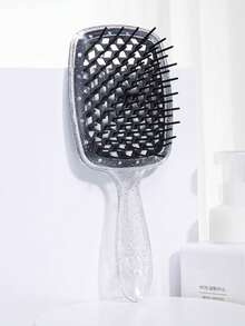 1pc Transparent Handle Hollow Comb, Transparent Shiny Hollow Hairdressing Comb, Styling Comb, Anti-Static Scalp Massage Comb, Dry & Wet Styling Tool, Transparent Comb, Dry & Wet Styling Tool, Smooth Hair Comb, Natural Curl Hair Massage Comb, Suitable For Straight & Curly Hair - Ladies Gentle Smooth Hair Comb - Multicolor - View 12