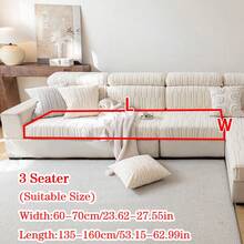 1pc Plush Jacquard Anti-Slip Sofa Seat Cushion Cover, Soft & Skin-Friendly, Suitable For Living Room L-Shaped Combination Sofa And 1/2/3/4 Seater Sofa, Applicable For All Seasons (Sold Individually) - Beige - View 14