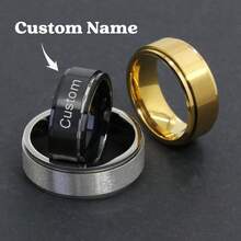 Anillo grabado personalizado para hombres, anillo giratorio personalizado para la ansiedad, su anillo de promesa, anillo de acero inoxidable, banda giratoria personalizada - Multicolor - Ver 2