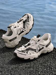 CAMEL CROWN Men's Outdoor Spring Non-Slip Chunk Shoes Mesh Casual Sports Shoes - Rice and White - View 3