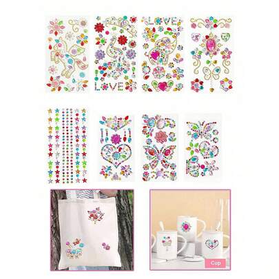 8 Sheets - Colored Gemstone Stickers, Creative Self-Adhesive Rhinestone Stickers For Crafts, Acrylic Glitter Self-Adhesive Crystal Gemstone Stickers, Butterfly, Moon, And Heart-Shaped Gems Fun DIY Crafts For Scrapbooking, Body Art, DIY Decorations, And Card-Making Embellishments.