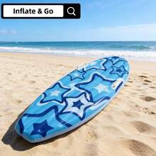 1pc Inflatable Surfboard, PVC Material, Pentagram Pattern Print, Inflatable Stand Up Paddle Board, Outdoor Water Sports Swimming Float, Portable Summer Beach Lake Pool Water Play Board, Easy To Inflate And Deflate, Convenient For Travel Storage, Lightweight And Foldable Inflatable Surfboard, Water Sports Float, Beach Swimming Board, Lake Water Play Board, Outdoor Water Toy - Multicolor - View 5