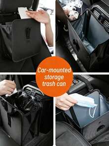 Hanging Car Trash Can, Foldable Waterproof Car Seat Back Storage Box, Leak-Proof Car Garbage Bin With Adjustable Straps, Universal Car Interior Organizer,Car Interior Storage Solution - Storage Bag - View 3