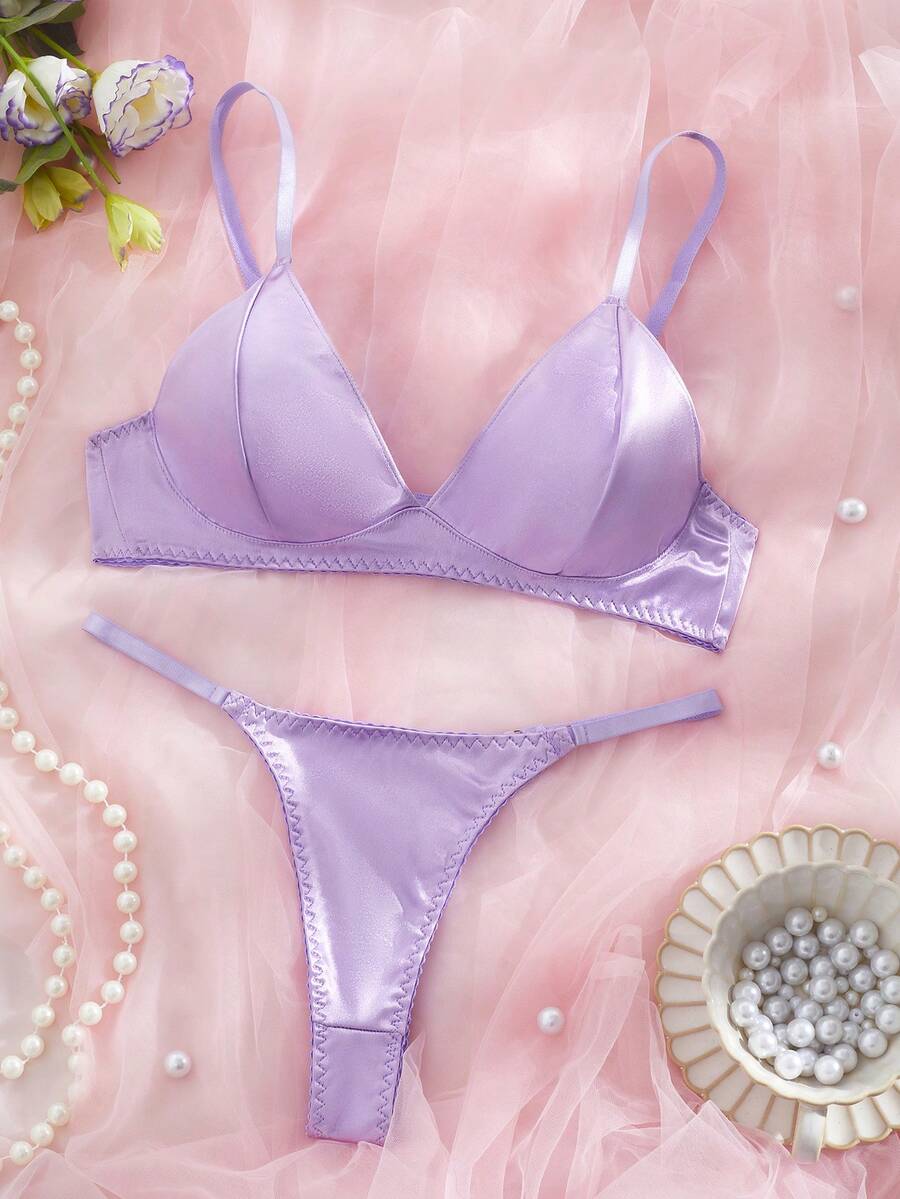 Bộ đồ lót gợi cảm, quyến rũ dành cho nữ, gồm áo ngực và quần lọt khe. - Màu Lilac Tím - Xem 1