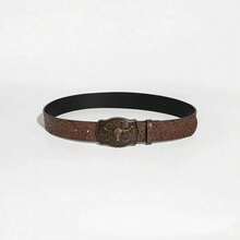 Vintage Western Cowboy Style Bull Head Buckle Brown PU Printed Decorative Belt, Fashion Punk Floral Print Bohemian PU Leather, Suitable For All Seasons - Bull Head - View 10