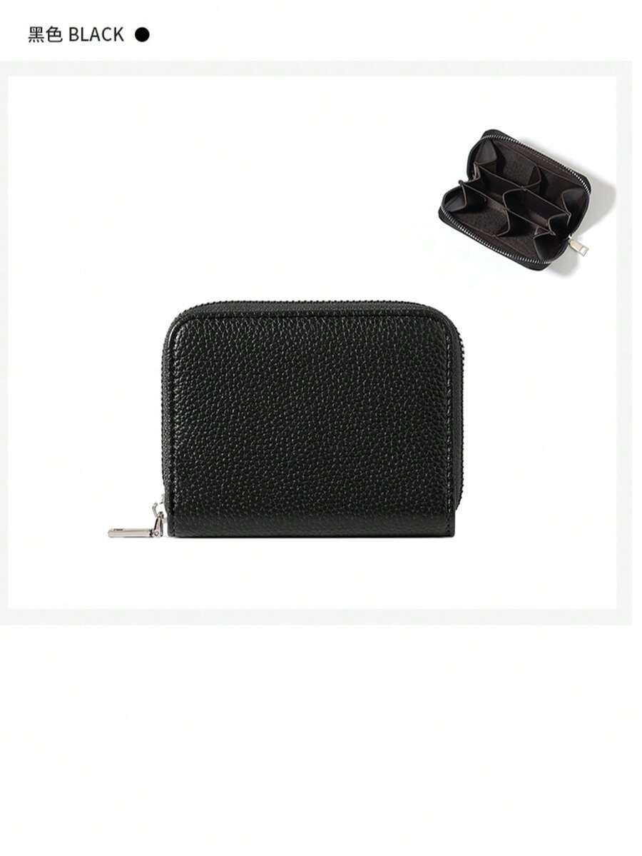 新款时尚荔枝纹流行PU迷你大容量零钱包，多隔层紧凑型零钱卡包