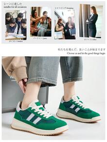 Alan Vincent [Retur/schimb gratuit] [Serie ușoară și respirabilă] Pantofi verzi noi de primăvară cu talpă groasă, adidași la modă, pantofi sport casual, pantofi de birou, material tip plasă, pantofi de damă moi și confortabili pentru purtare zilnică - Verde - Vizualizare 5
