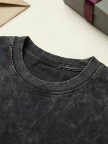Classic Happy Face Cotton T Shirt Unisex Couple Matching Boyfriend Style Acid Washed Distressed GrungeSummer Outfits Graphic Tees Men T Shirt Summer Clothes Men Fall Clothes Men Winter Clothes  Para Hombre - màu đen - Xem 5