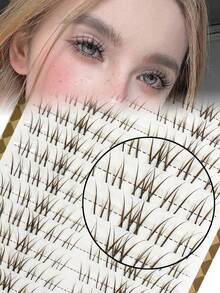 120Pcs Brown Magnolia Lashes Manga Lashes Natural Look Individual Lash Wispy Silky Anime Eyelashes Cluster Japanese Cosplay False Eyelashes Reusable, Look Like Extensions - C - View 4