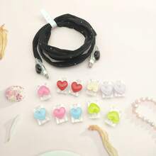 4pcs Colorful Glitter Heart Shaped Data Cable Protector, Anti-Bending Anti-, Rhinestone Braided Sleeve, Compatible With Apple/Type-C, Cute Charging Cable Saver - Multicolor - View 4