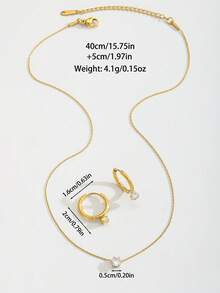 Bộ 1 món trang sức nhỏ nhắn, tinh tế, sang trọng với dây chuyền thép không gỉ mạ vàng đính đá và bông tai tròn, thích hợp cho các cô gái đeo hàng ngày, làm quà tặng trang sức cho mùa hè, đi biển, tiệc tùng, kỳ nghỉ. - Vàng - Xem 4