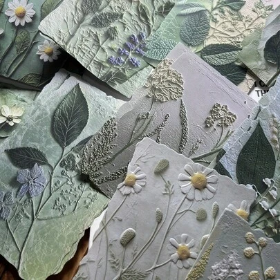 23张复古植物图案剪贴簿纸 DIY日记装饰背景底纸 艺术工艺计划本笔记本相册拼贴装饰材料纸