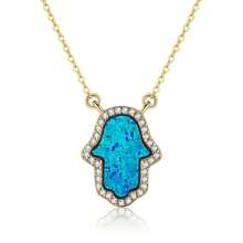 Kaletine 1pc Charm Opal Palm Zirconia 925 Sterling Silver Necklace - Gold - View 13