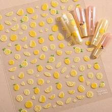 Lemon Print Nail Stickers, DIY Nail Art Decorations - Multicolor - View 5