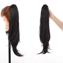 Tóc giả đuôi ngựa dài 18 inch thanh lịch dành cho nữ - Tóc giả thẳng tổng hợp, bồng bềnh và đa năng. - Dark Brown - Xem 17