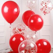 28pcs 10/12inch Red Confetti Latex Balloon For Birthday Anniversary Wedding Balloons Party Decorations - A - View 4