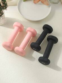 2pcs Matte Coated Flat Dumbbell, Unisex Home Fitness Equipment, Solid Cast Iron Dumbbell - Multicolor - View 5