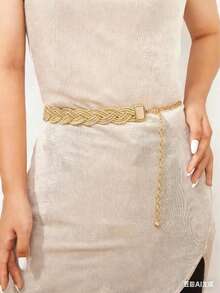 Women's Gold Twist Waist Belt, Suitable For Everyday Wear - Gold - View 2