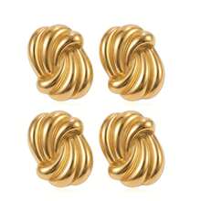 Vintage Stainless Steel Swirl Textured Earrings, A Fashionable And Unique Jewelry Choice For Women - Yellow Gold - View 16
