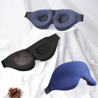 360° Fully Black 3D Sleep Eye Mask, Breathable & Pressure-Free, Soft & Skin-Friendly, Suitable For Student Dorms/Home Sleep/Office Nap/Night Rest/Travel