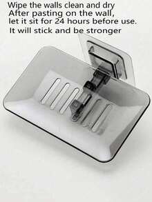 1pc Transparent Self-Adhesive Wall-Mounted Punch-Free Plastic Soap Dish For Bathroom - Multicolor - View 4