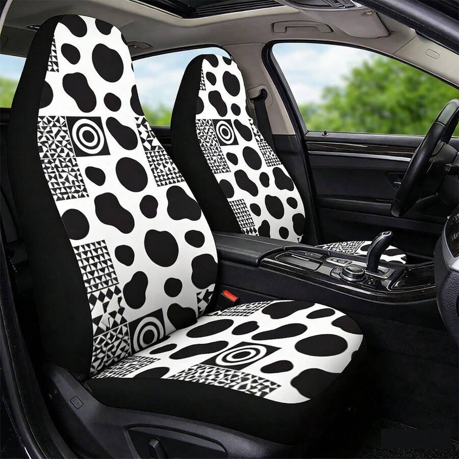 1件装汽车座椅套，奶牛纹透气坐垫，适用于SUV和轿车，四季皆宜，可水洗。 - 彩色 - 查看 1