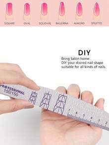 JEARLYU 10pcs Professional Grey Sandpaper Nail Files With Crescent Shape And Ruler Scale, Washable Nail Buffers - Grey - View 4