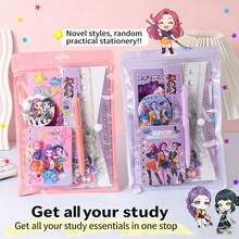 1 Set HUNTRIX Pink Demon Hunter Stationery Set, Cute Macaron Style Luxury Exquisite Gift, Suitable For Young Girls Daily Study, Writing, Diary, Holiday Gift - Multicolor - View 11