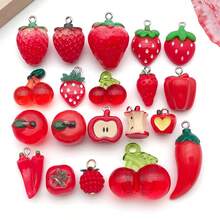 10pcs Resin Craft Supplies, Strawberry Pattern Pendants, For DIY Jewelry Making, Various Handmade Necklaces, Earrings, Bracelets, Hair Clips, Keychains, Bag Charms And Phone Decorations, Suitable For Holidays, Mother's Day, Weddings, Birthday Parties - Multicolor - View 6