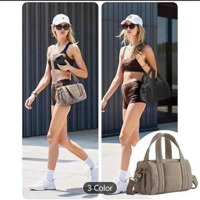 1 pieza Mini bolso de gimnasio acolchado de 6L con bandolera, bolso de viaje esponjoso y compacto con correa desmontable, adecuado para fitness