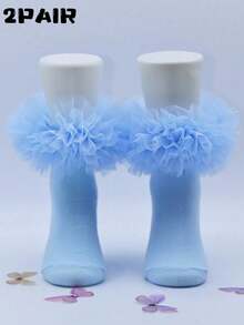 2 pares de calcetines con volantes estilo princesa para bebés niñas/niñas pequeñas/niños - Multicolor - Ver 7