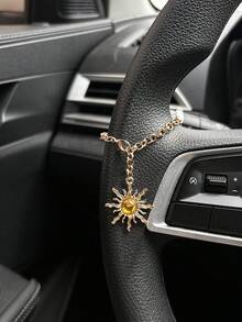 Sun God Car Hanging Ornament, Retro Sun Pendant Steering Wheel Decor, Car Accessories - A - View 3