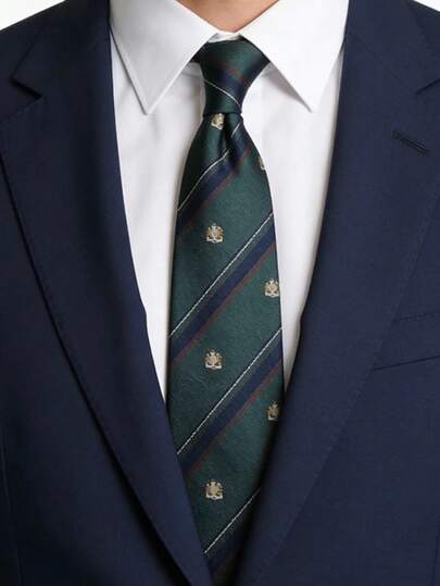 1pc Crown Striped Formal Necktie, Suitable For Business, Casual, Wedding, Party, Holiday Gift