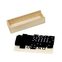 28pcs Black Domino Tiles In Wooden Box, Wooden Domino Board Game Educational Toy - Black - View 8