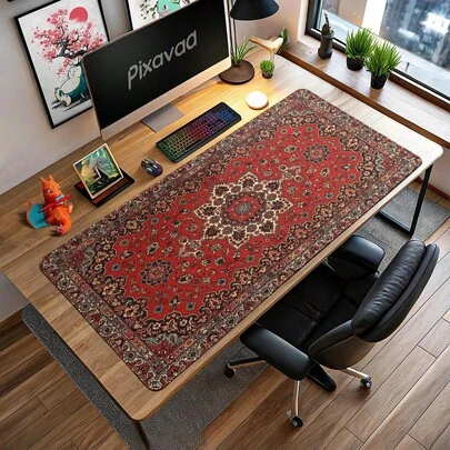 Vintage Persian Style Large Office Desk Mat And Mouse Pad - XXL Non-Slip Waterproof Smooth Aesthetic PC Keyboard Gaming Mouse Pad