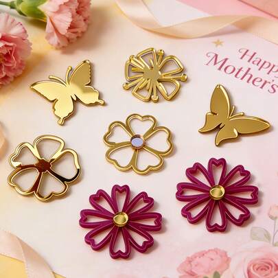 Bộ 1/3 bộ phụ kiện trang trí bánh cupcake hình bướm và hoa bằng acrylic màu vàng kim, thích hợp cho Ngày của Mẹ, tiệc sinh nhật, tiệc cupcake và các món tráng miệng theo chủ đề.