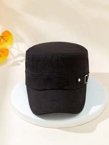 1pc Unisex Solid Color Iron Buckle Visor Hat, Fashionable Casual Flat-Top Baseball Cap Suitable For Outdoor, Hiking, Daily Commute,Summer,Beach,Holiday - Multicolor - View 2