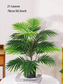 1 包大型人造棕榈树植物，仿真热带盆栽，高大桌面棕榈树装饰，适用于家庭办公室地面装饰 - 綠色 - 查看 6